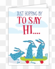 Just Hopping By to Say Hi Card - Rabbit Emoji