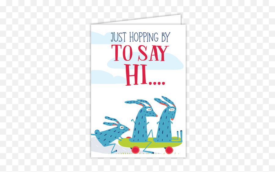 Just Hopping By To Say Hi Card - Rabbit Emoji,Whale Emoticon Text
