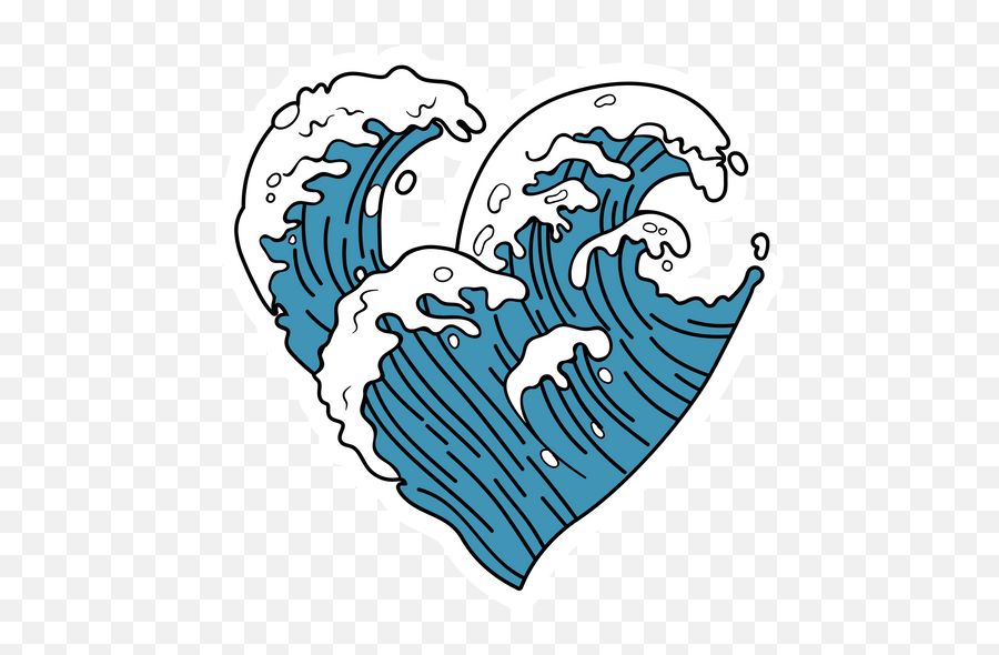 Vsco Ocean Wave Heart Sticker - Sticker Mania Transparent Aesthetic Tattoo Png Emoji,Hand Wave Emoji