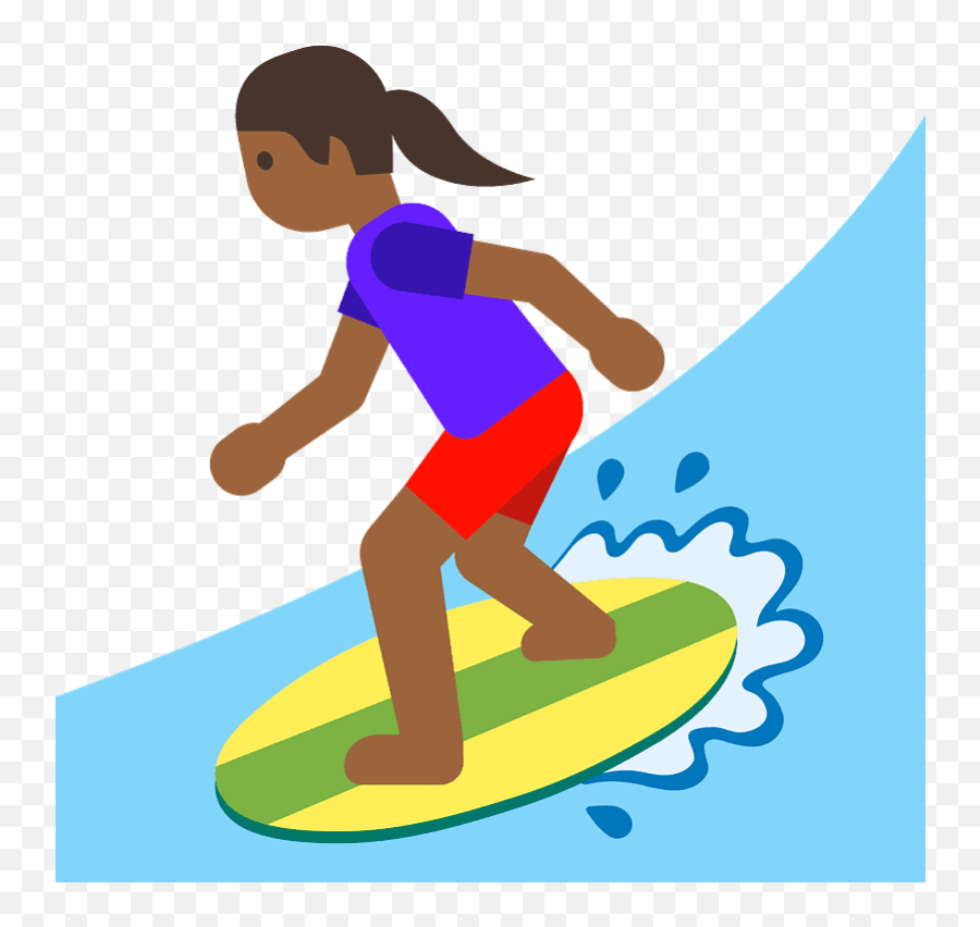 Carnagione Scura Surfista Donna - Kid Surf Clipart Transparent Emoji,Surf Emoji