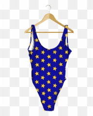 Blue Yellow Split Stars One - Red With White Bodysuit Emoji
