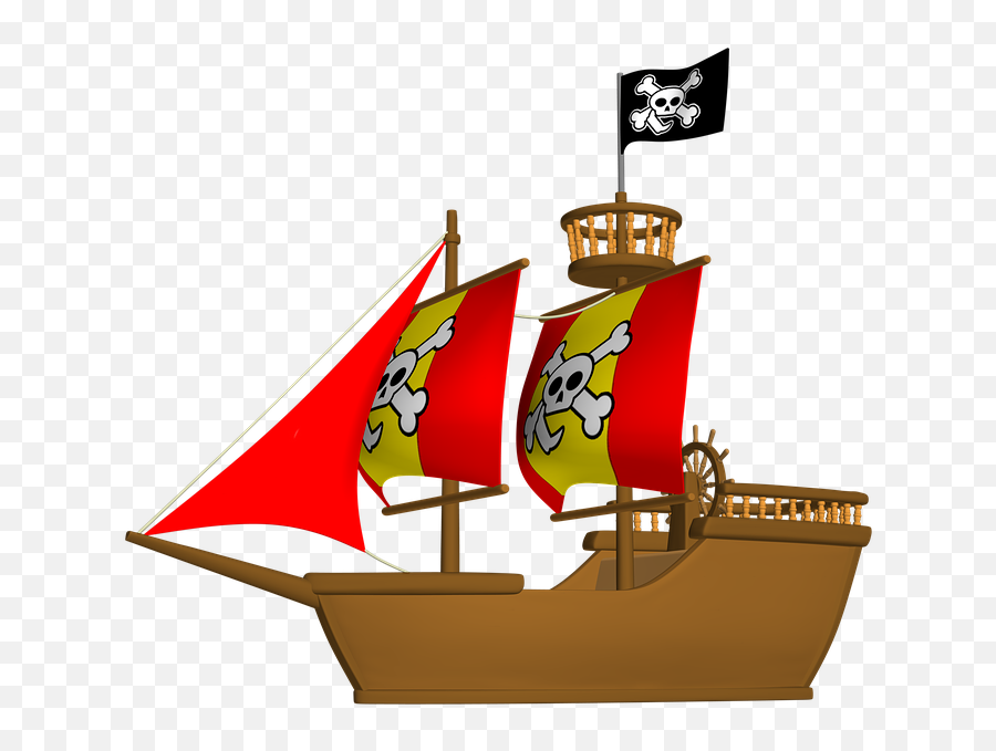 Ship Pirate - Silhouette Cruise Ship Clipart Emoji,Flag And Ship Emoji