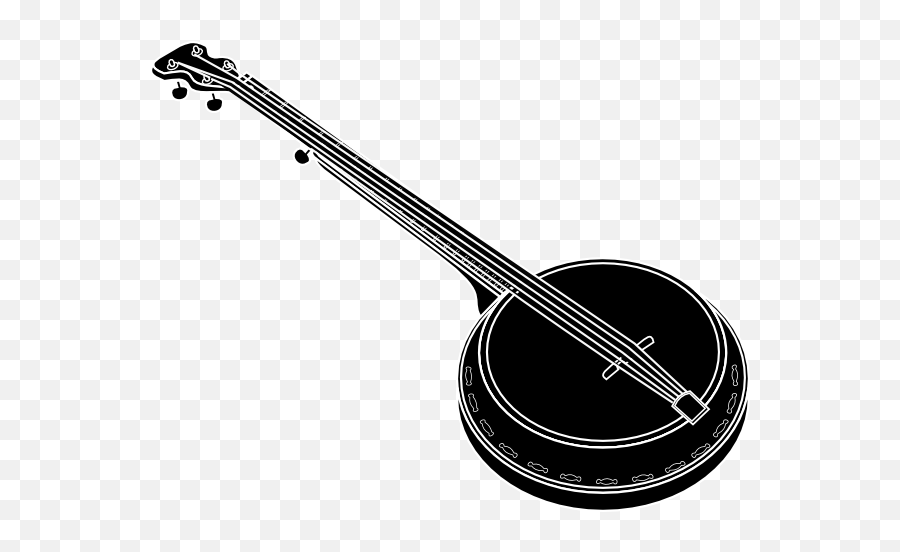 Silhouette Banjo Clipart Black And White - Banjo Black And White Emoji,Banjo Emoji