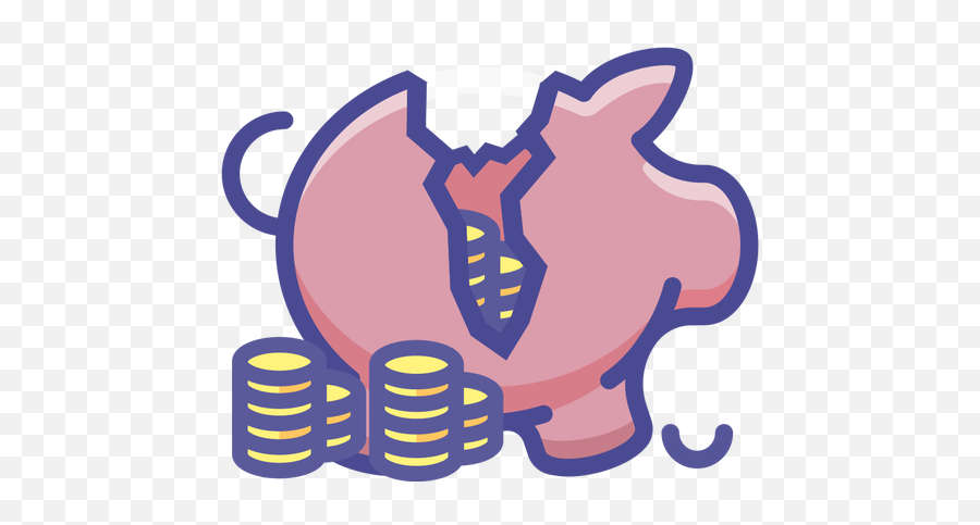 Broken Piggy Bank - Broken Piggy Bank Clipart Emoji,Upside Down Flag Emoji