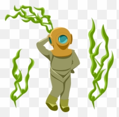 Weed Kelp Underwater Diver Posing - Animasi Rumput Laut Png Emoji,Emoji Smoking Weed
