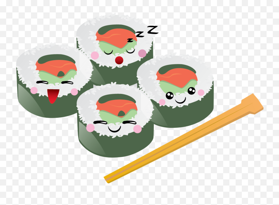 Kawaii Food Sushi Sushiroll Chopsticks - Cartoon Transparent Sushi Png Emoji,Chopsticks Emoji