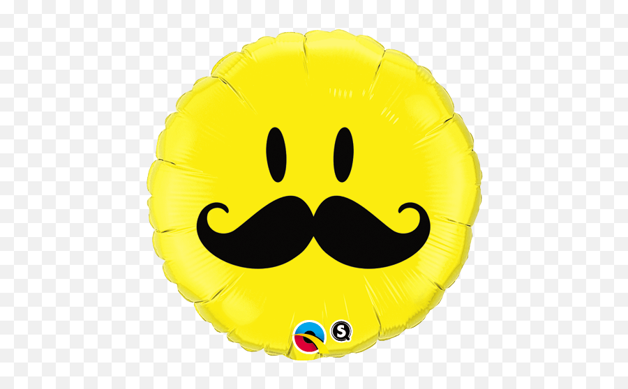 18 Qualatex Round Yellow Foil Balloon - Smiley Moustache Smiley Face Emoji,Balloon Emoticon