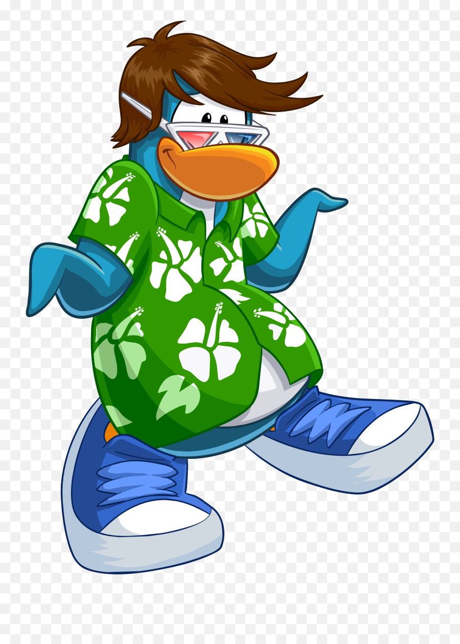 Hawaiian Shirt Club Penguin Wiki Fandom - Club Penguin Peinado Barrido De Costado Emoji,Hawaiian Emojis