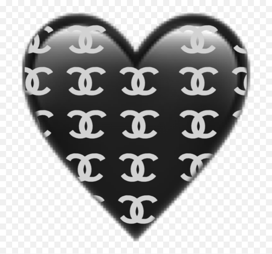 Black Gray Emoji Heart Chanel Sticker - Girly,Gray Heart Emoji