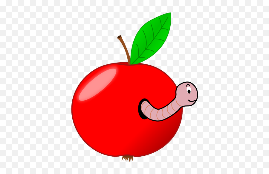 Apel Merah Dengan Cacing Vektor Gambar - Ver Dans Une Pomme Emoji,Pushpin Emoji