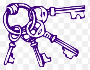 Keys Ring Old Heavy Purple - Black And White Clipart Emoji