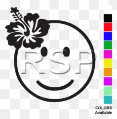 Decal 2x2 Hibiscus Smiley Face - Smiley Face Emoji,Hawaiian Emoticon