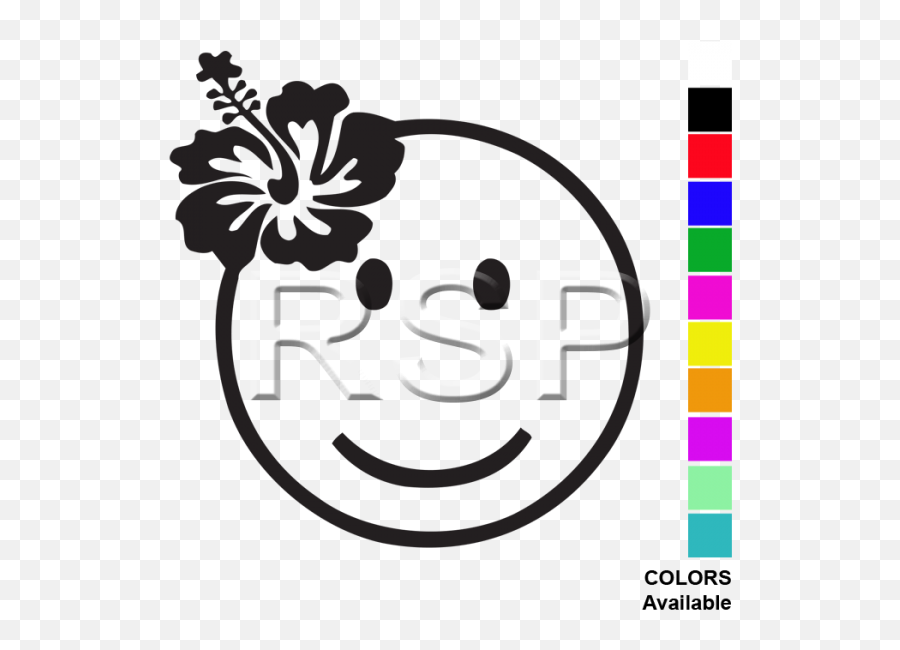 Decal 2x2 Hibiscus Smiley Face - Smiley Face Emoji,Hawaiian Emoticon