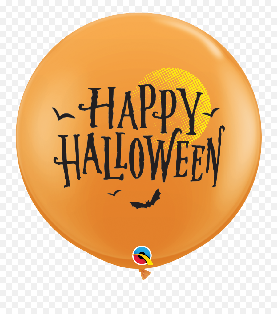 Qualatex Printed Latex 23ft Halloween Moon And Bats - Happy Emoji,Halloween Emoji Text