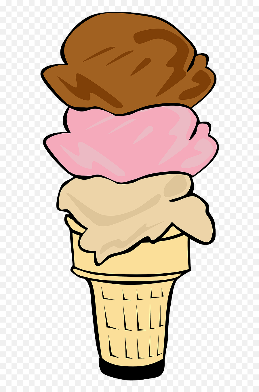 Ice Cream Cone Three Scoops Vanilla - Ice Cream Food Clipart Emoji,Emoji Chocolate Ice Cream