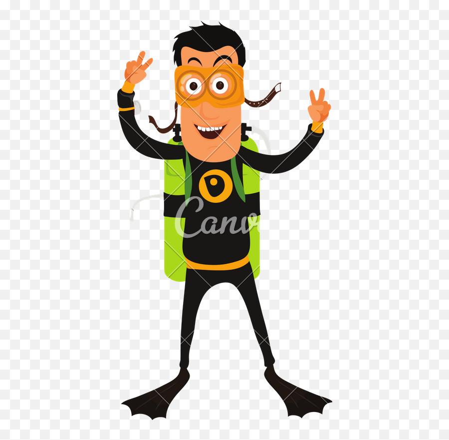 Cartoon Character Of Scuba Diver - Clip Art Emoji,Diver Emoji