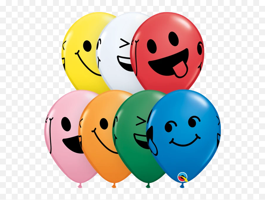 11 Round Standard Assort Smiley Faces Black 80079 - Pack Of 50 Qualatex Australia Balloons Images Happy New Year Emoji,Emoticon Faces
