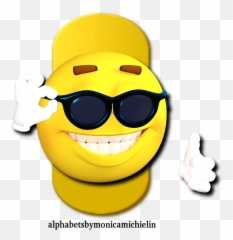 Alphabets by Monica Michielin YELLOW SMILE SUNGLASSES - Cool Emoji Finger Guns