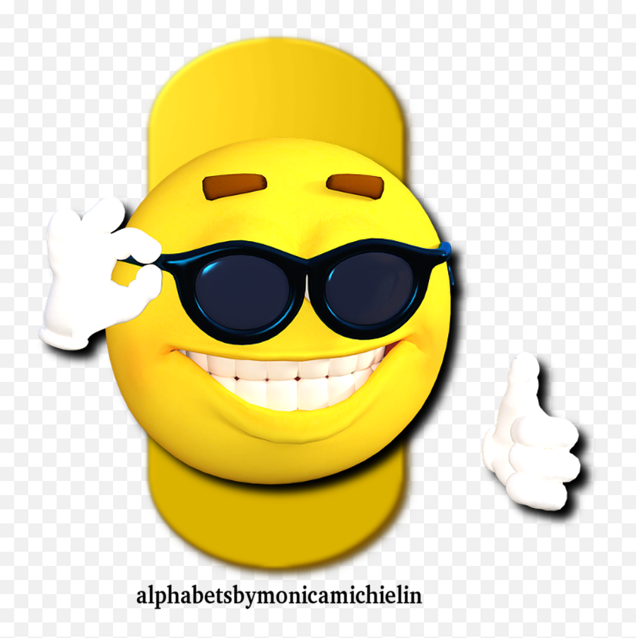 Alphabets By Monica Michielin Yellow Smile Sunglasses - Cool Emoji Finger Guns,Cool Glasses Emoji