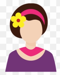 Female Avatar With Hair Decoration - Flower On Cartoon Emoji