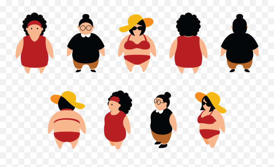 Plus Size Girls Cartoon - Download Free Vectors Clipart Fat Girl Free Vector Emoji,Soccer Emoticons