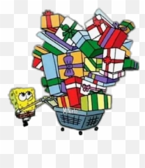 Bob Esponja Navideño Stickers For Whatsapp - Bob Esponja Con Regalos Emoji,Rubik's Cube Emoji