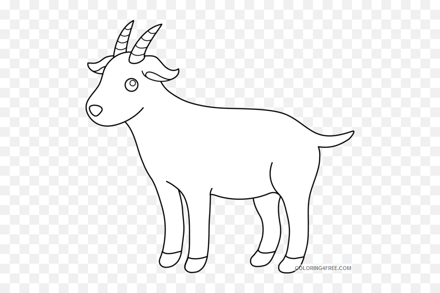 Goat Outline Coloring Pages Goat Printable Coloring4free - Goat Clipart Black And White Emoji,The Goat Emoji