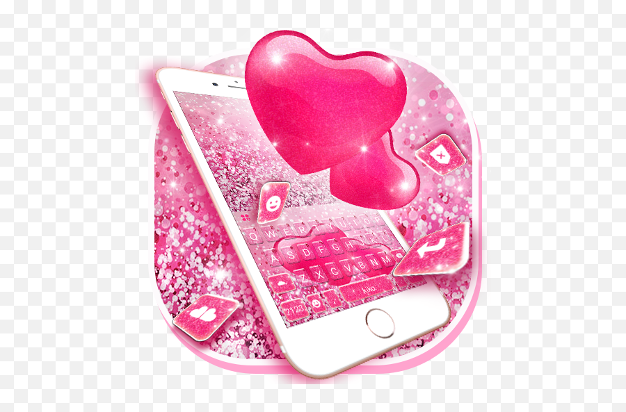 Shiny Pink Hearts Keyboard Theme - Girly Emoji,Pink Heart Emoji Copy And Paste