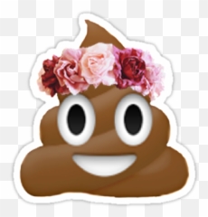 Emoticons - Poop Emoji With Flowers
