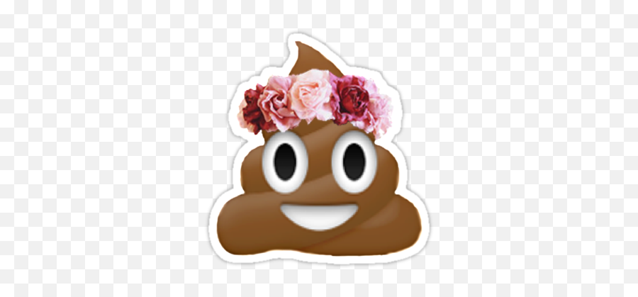 Emoticons - Poop Emoji With Flowers,Emoji With Flower Crown