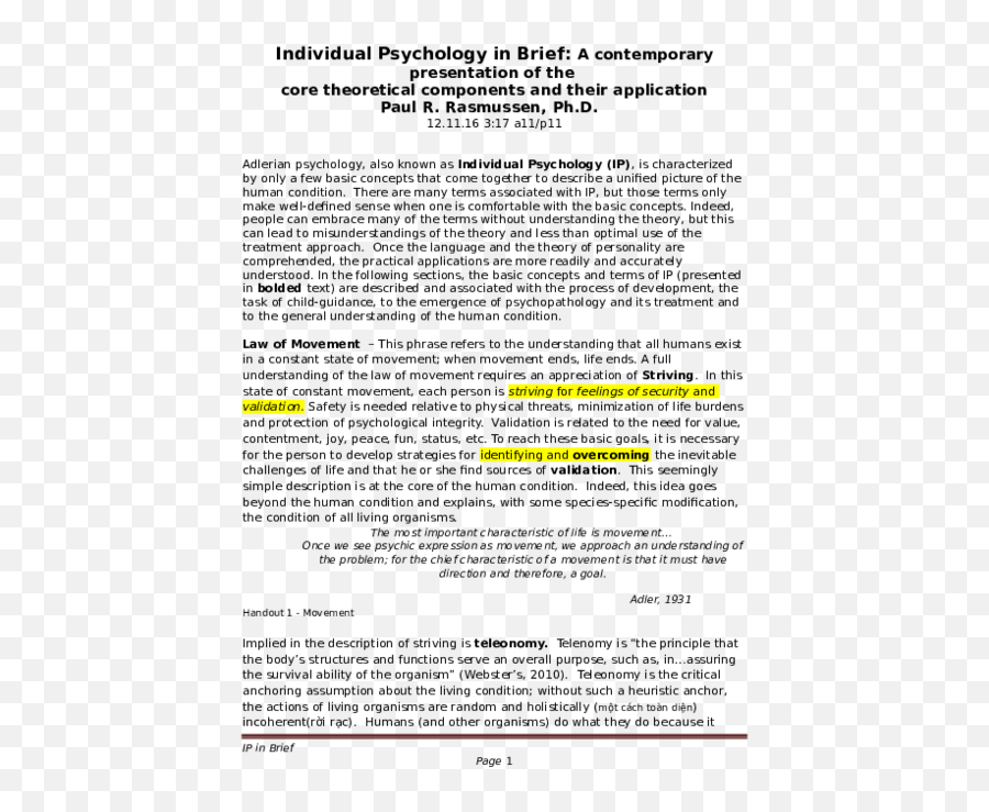 Doc Individual Psychology In Brief A Contemporary - Document Emoji,Lvl 33 Emoji