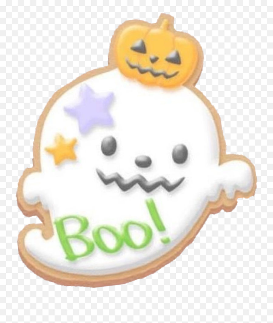 Boo Halloween Ghost Cookies Pumpkin Sticker By - Happy Emoji,Ghost Emoji Pumpkin
