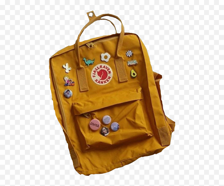 Kanken Backpack Yellow Bag Yellowbag Yellowbackpack Fre - Fjallraven Kanken With Pins Emoji,Backpack Emoji