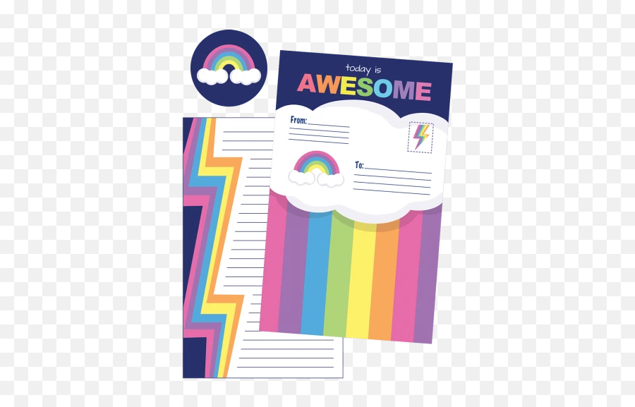 Rainbow Lightning Foldover Cards - Graphic Design Emoji,Girl Lightning Emoji