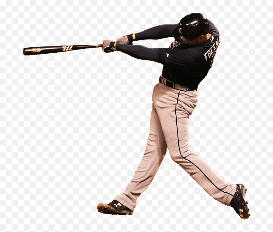Atlanta Braves Freddie Freeman Transparent Png - Baseball Player Swinging Bat Png Emoji,Baseball Bat Emoji