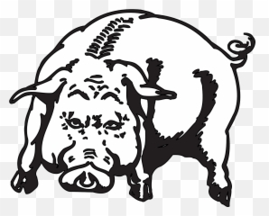 Angry Pig Animal Hog Piggy - Clipart Black And White Emoji