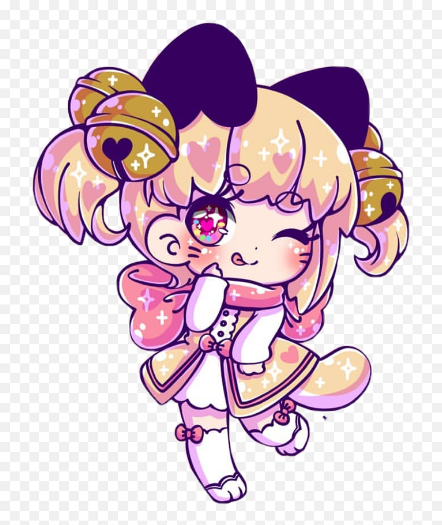 Kawaii Neko Bells Pastel Cute Catgirl - Kawaii Emoji,Catgirl Emoji