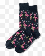 Mens Santa Flamingos Crew Socks - Sock Emoji,Flamingo Emoji