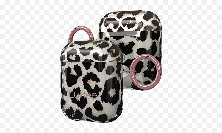 Leopard Glitter Airpods Cases With Ring Clip Lumee - Diaper Bag Emoji,Hand Plus Eye Emoji