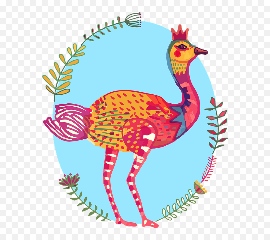 Ostrich Bird Colourful South - Cartoon Emoji,South Africa Emoji
