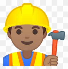 Medium Skin Tone Emoji - Construction Worker Hat Cartoon