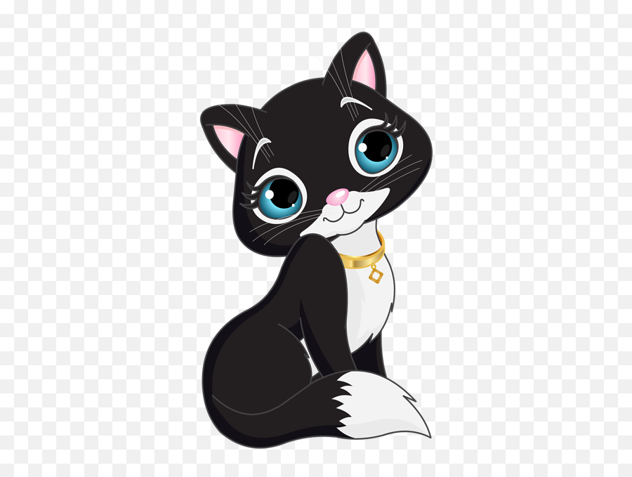 Black Kitten Cartoon Transparent Clip Art Kitten Cartoon - Dibujos De Gatos Animados Emoji,Kitten Emoticons