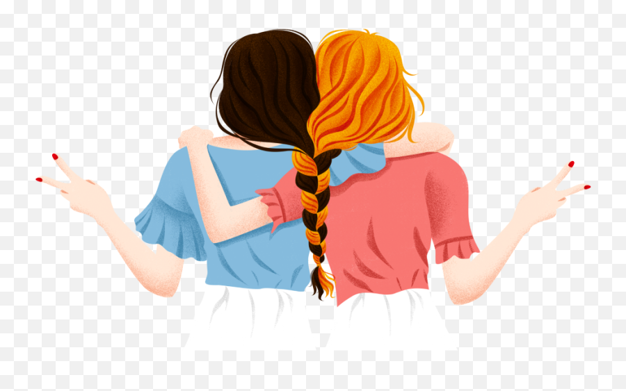 Ftestickers Girls Bffs Bestfriends Friends Cute - Gambar Bersandar Di Bahu Pacar Emoji,Friendship Emoji