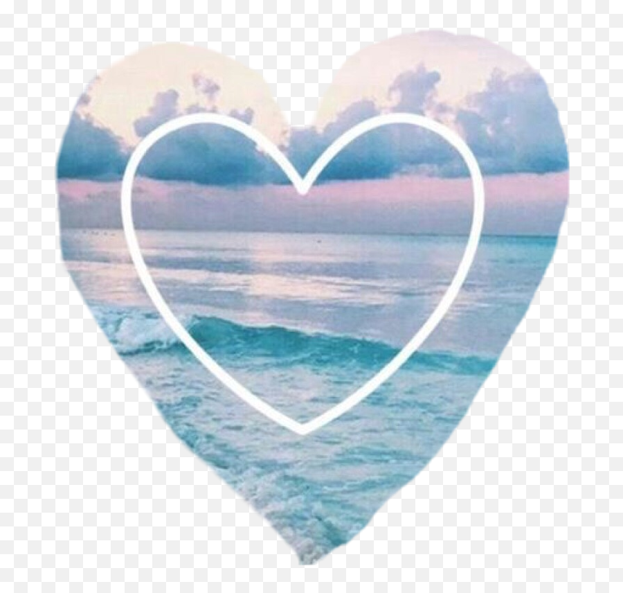 Heart Ocean Blue Sticker - Cute Cool Summer Background Emoji,Blue Heart Emoji Pillow