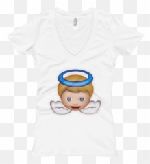 Womenu0027s Emoji V - Neck Baby Angel Emoji Large Tote Bag Whatsapp Angel Emoji,Angel Emoji Png