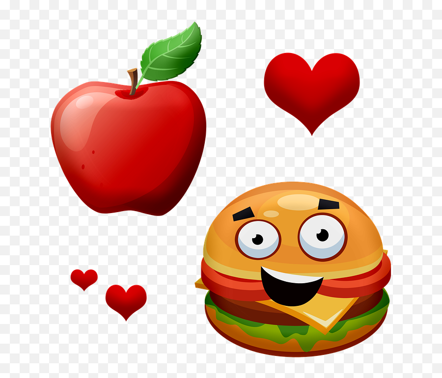 Free Photo Fruit Hamburguer Heart Burguer Apple Leave Food - Fast Food Dessin Emoji,Lunch Emoticon