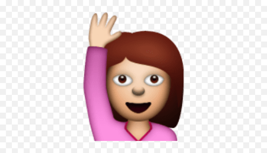 Ios Emoji Happy Person Raising One Hand - Raising Hand Girl Emoji,La Emoji