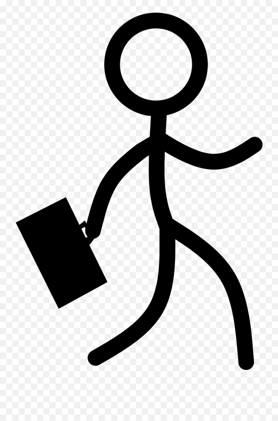 Business Stick Man Walking Suit Case - Clipart Stickman Emoji,Question Mark Emoji Apple