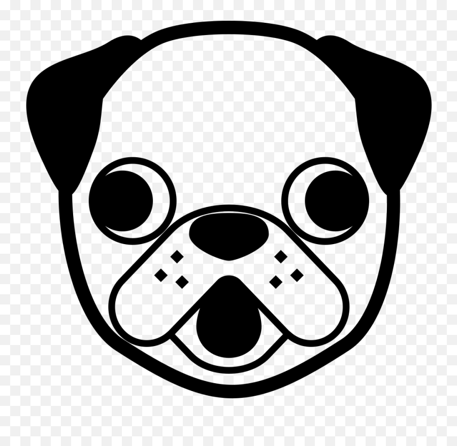 Emojione Bw 1f436 - Pug Face Clip Art Emoji,Wide Eyed Emoji
