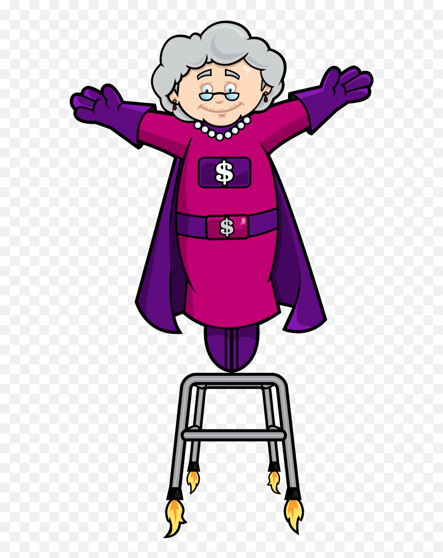 Grandma Clipart Walker Grandma Walker - Grandma Super Hero Clipart Png Emoji,Walker Emoji